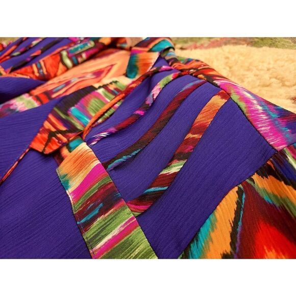 Vtg 1980s Purple Abstract Print Bold Geometric Statement Jacket Sz S Rockabilly - Picture 6 of 6